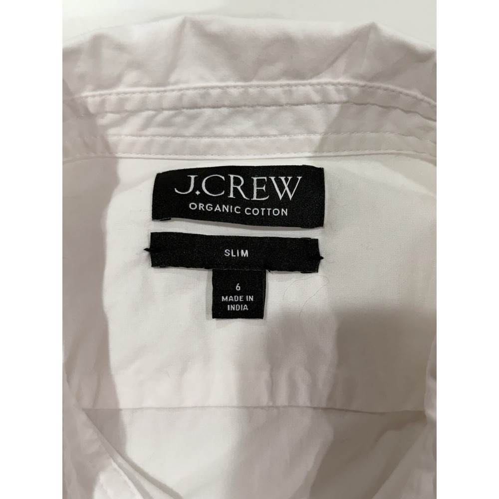 J.Crew Slim Fit Organic Cotton Button Down Shirt White Size 6 Long Sleeve - Picture 4 of 5
